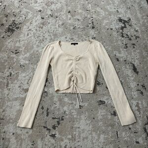 Love Tree Cream Ribbed Sweater Top Size Medium